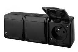 Hermes 0323-09 3-zásuvka 2P+PE IP44 povrchová, čierna